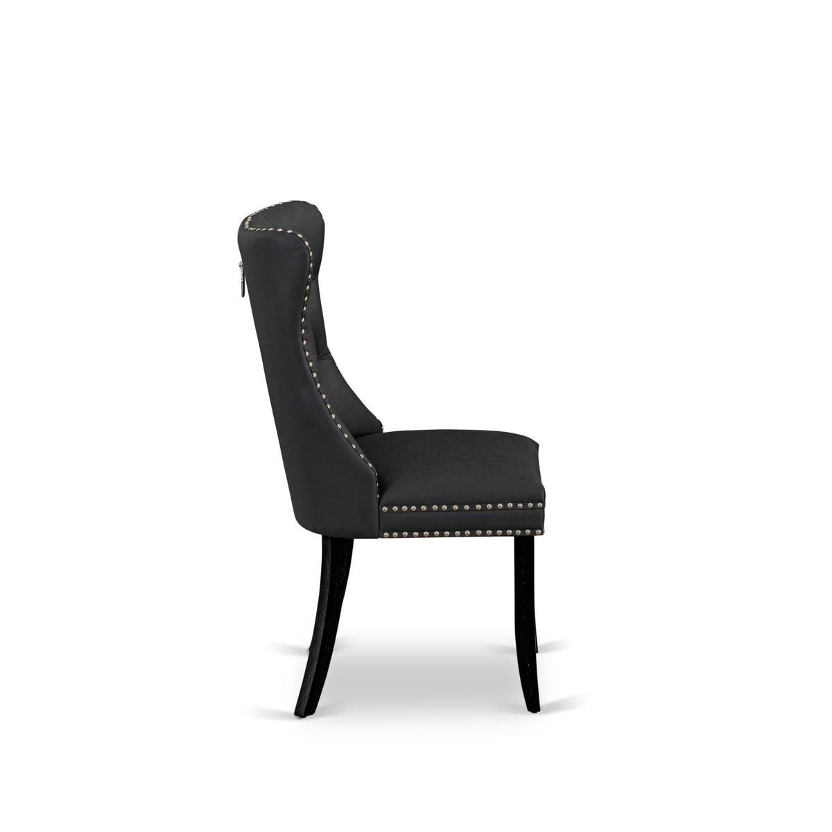 Button Tufted Dark Gray Polyester Fabric Upholstered Dining Chairs, Set of 2 Q853100