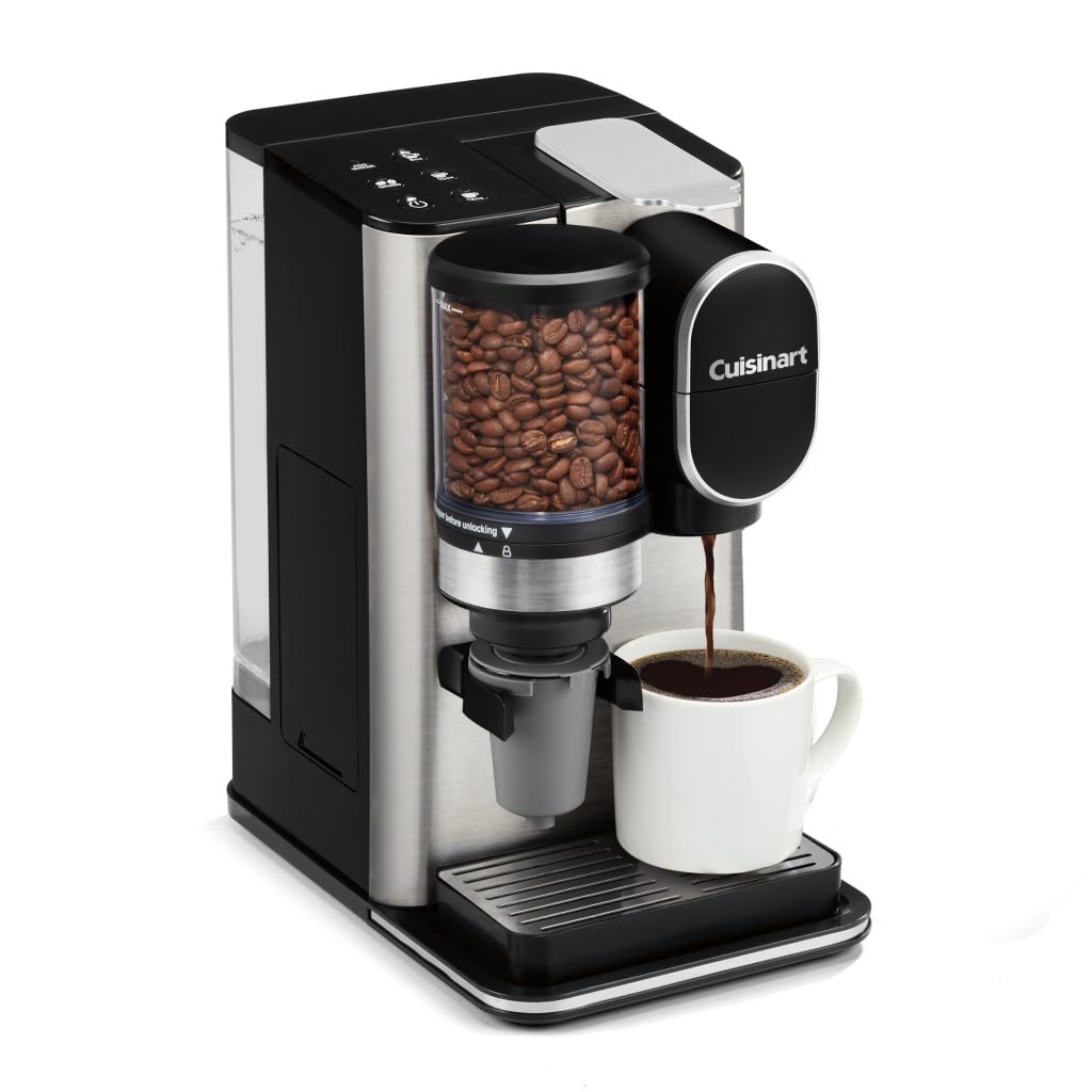 Single-Serve Coffee Maker + Coffee Grinder with 48-Ounce Removable Reservoir, Stainless Steel Q278365