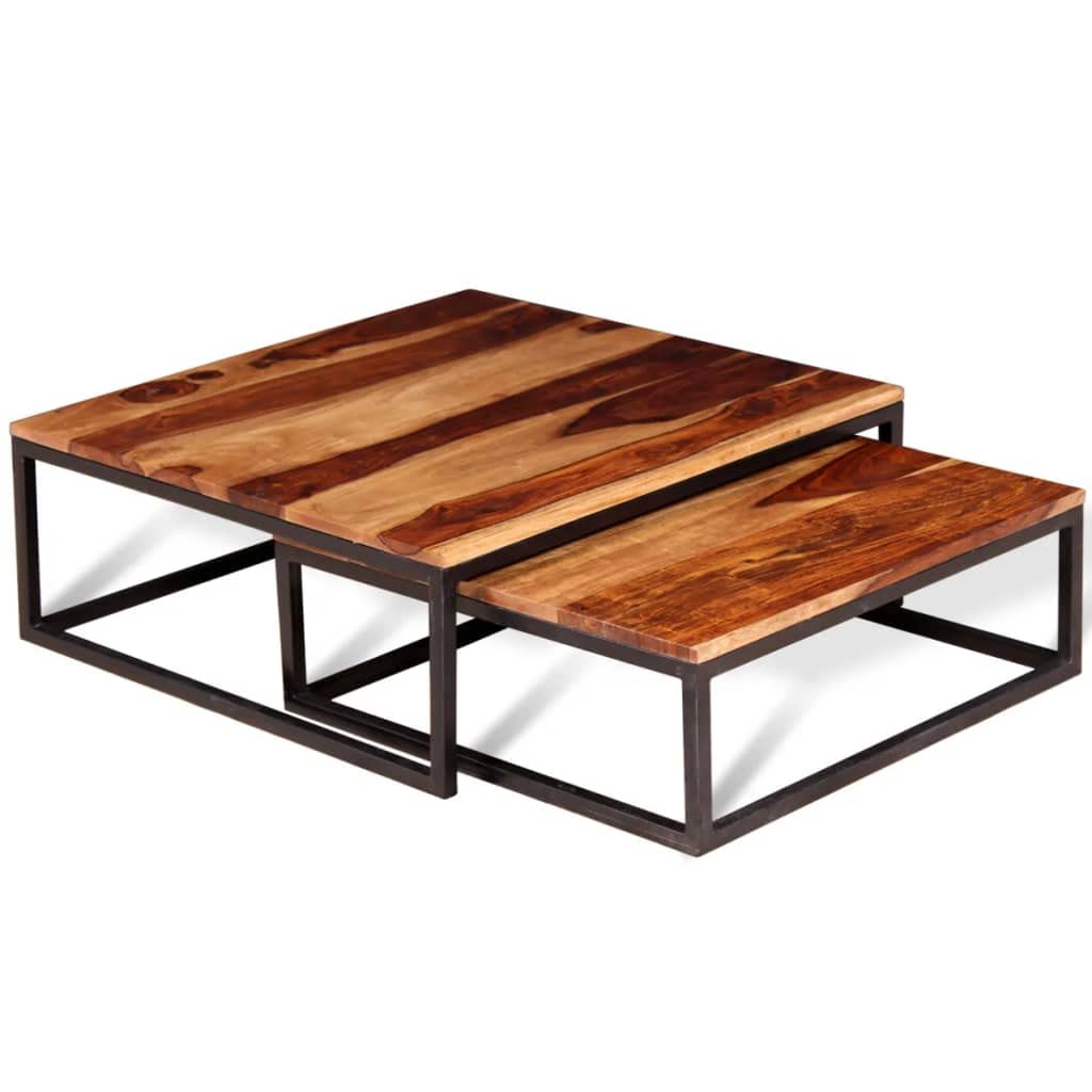 Two Piece Nesting Solid Sheesham Wood Coffee Table Set T584351
