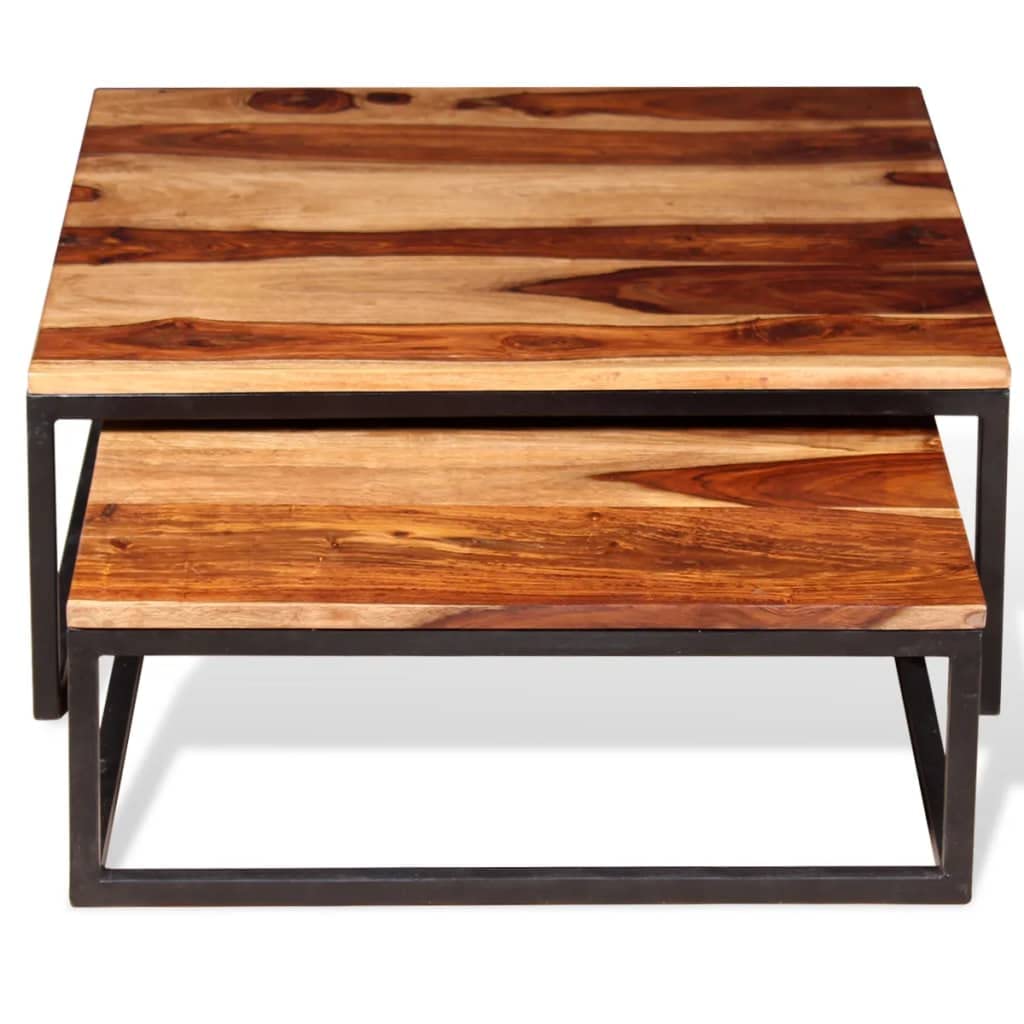Two Piece Nesting Solid Sheesham Wood Coffee Table Set T584351