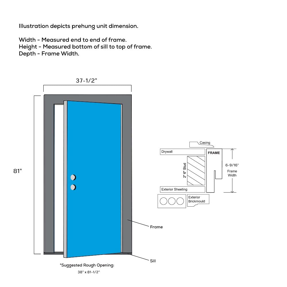 Primed Left Hand Outswing Prehung Door 36"x80" Z20049
