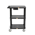 3-Shelf Mobile Utility Cart with 3 Outlets and 8' Cord, Black N1814