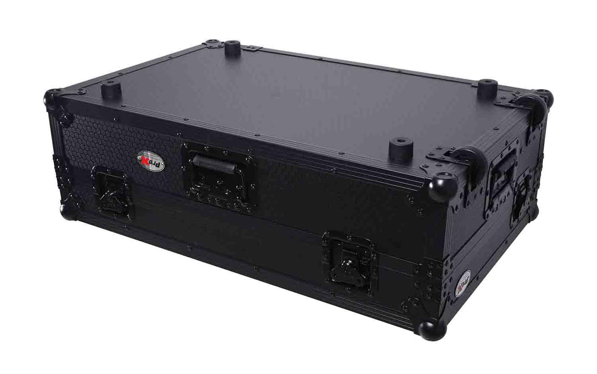 Black Flight Style Road Case with Laptop Shelf 2U Rack Space Wheels M87990