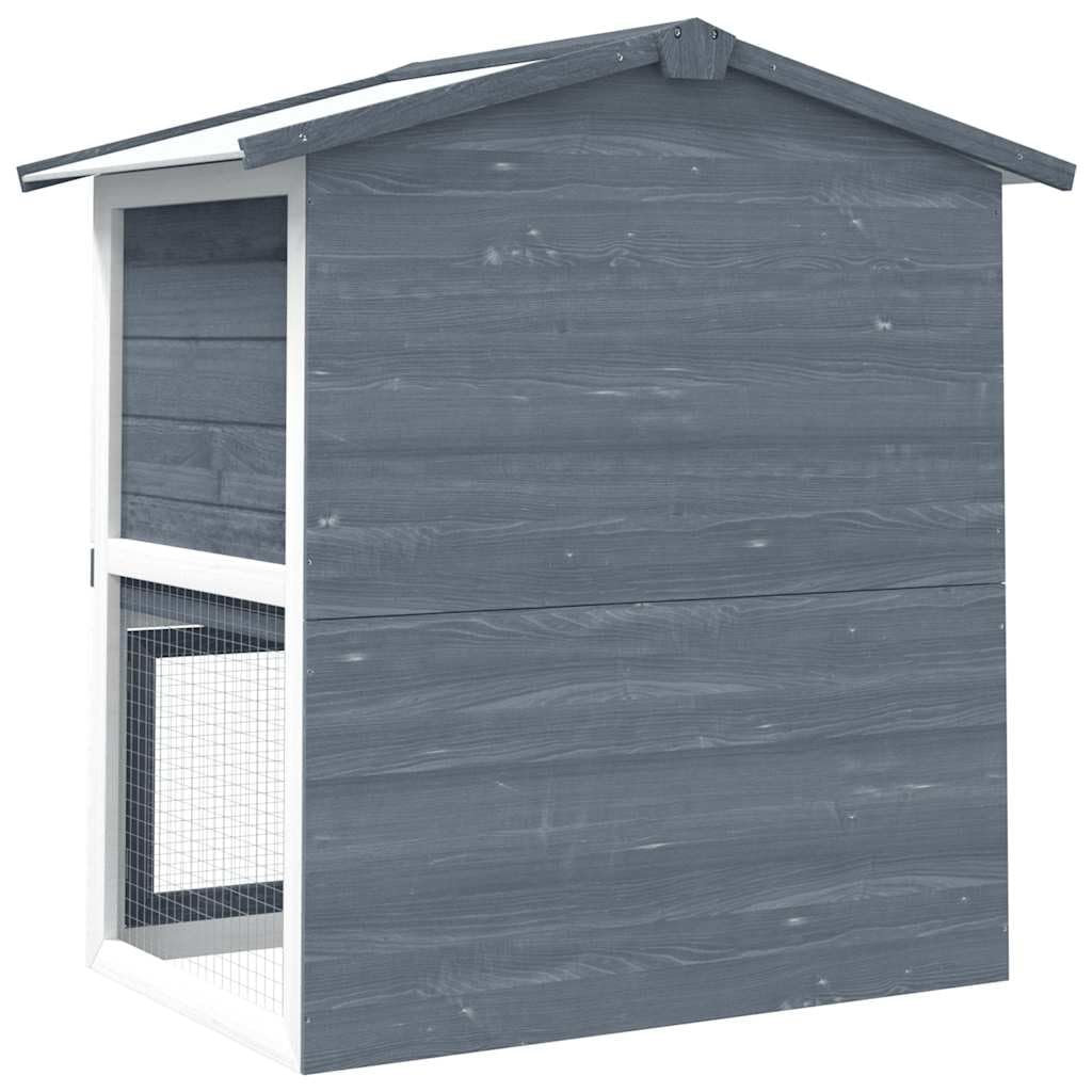 Large 2-Tier Gray Wood Rabbit Hutch with Ramp L4157
