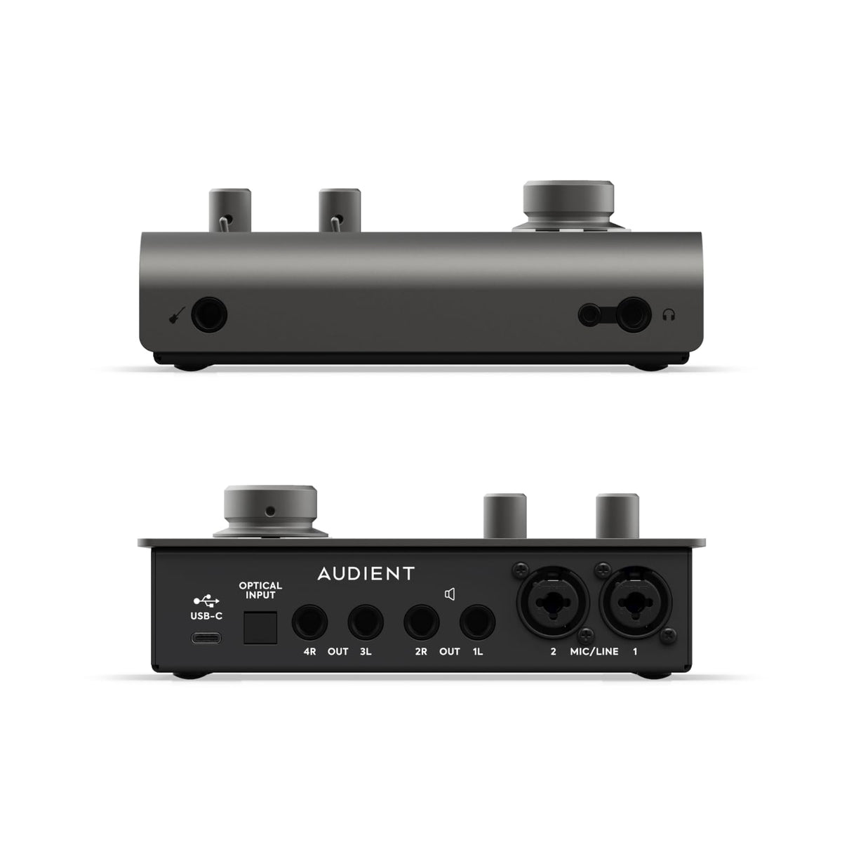 Black USB-C Audio Interface with 2 Microphone Preamps J596
