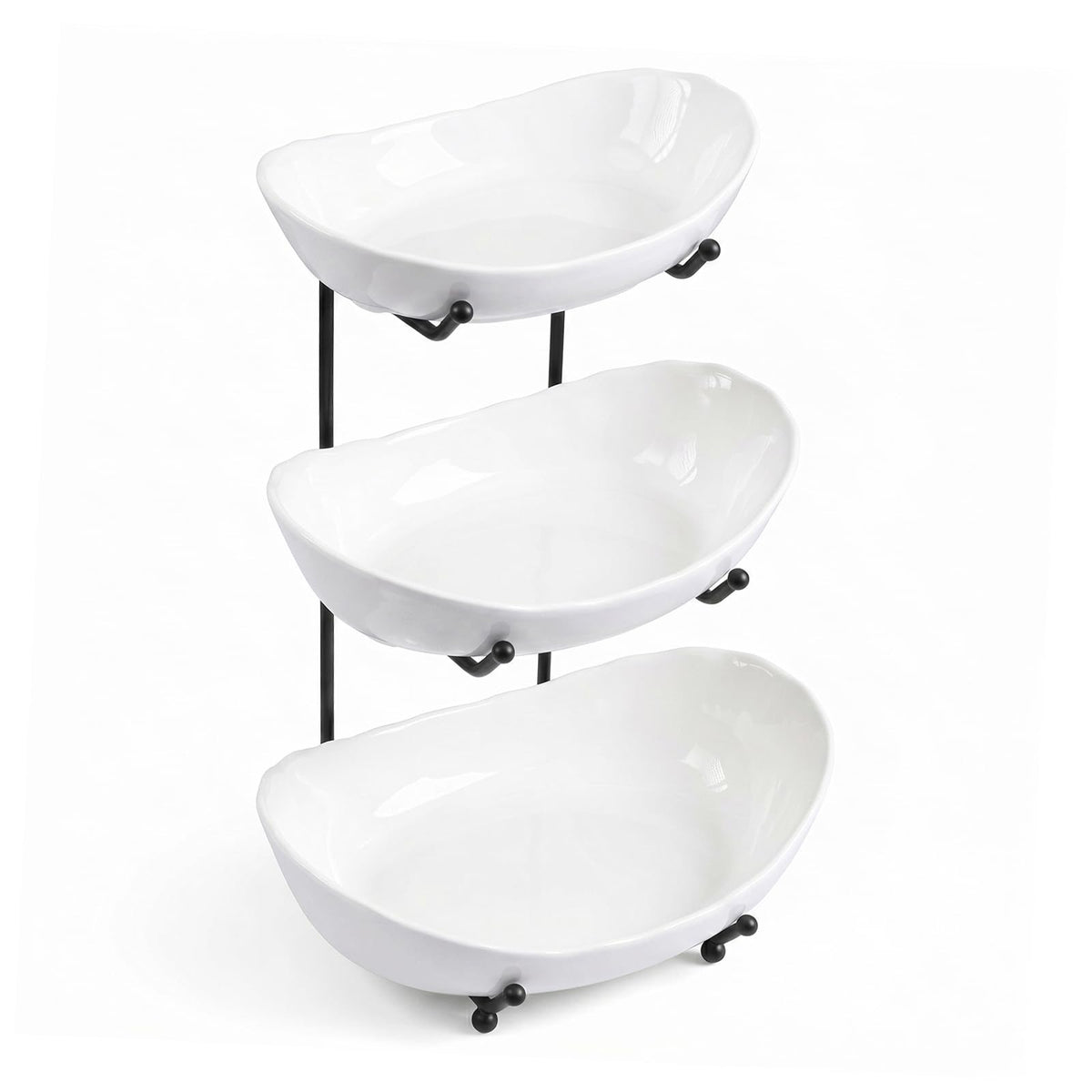 3 Tier Ceramic Fruit Bowl with Metal Stand O158