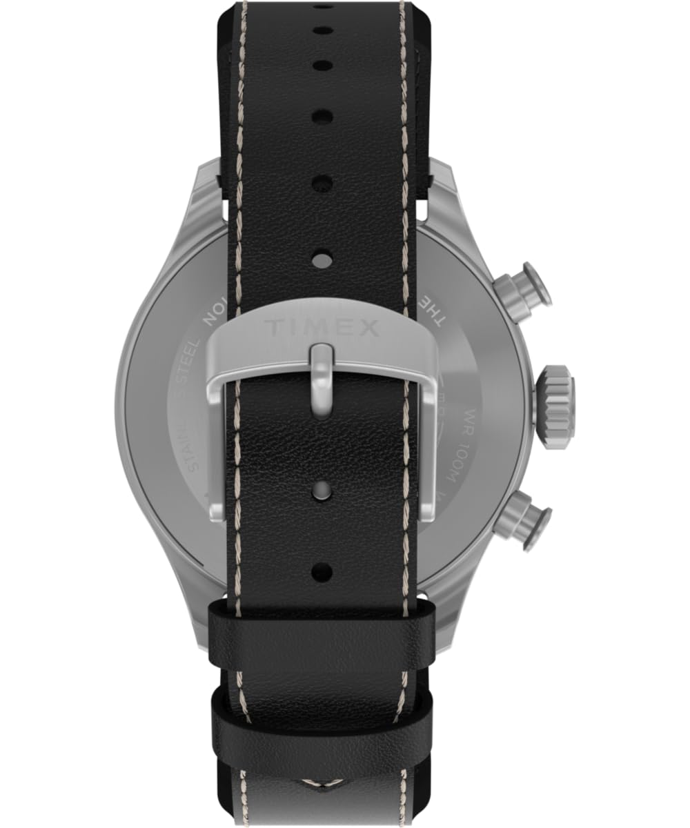 41 mm Quartz Watch Brown Leather Strap Black Dial Stainless Steel Case O982824