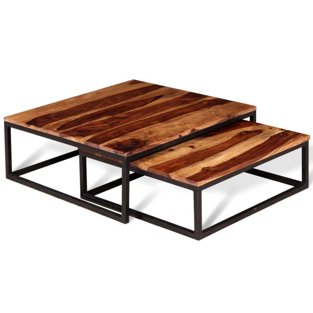 Two Piece Nesting Solid Sheesham Wood Coffee Table Set T584351