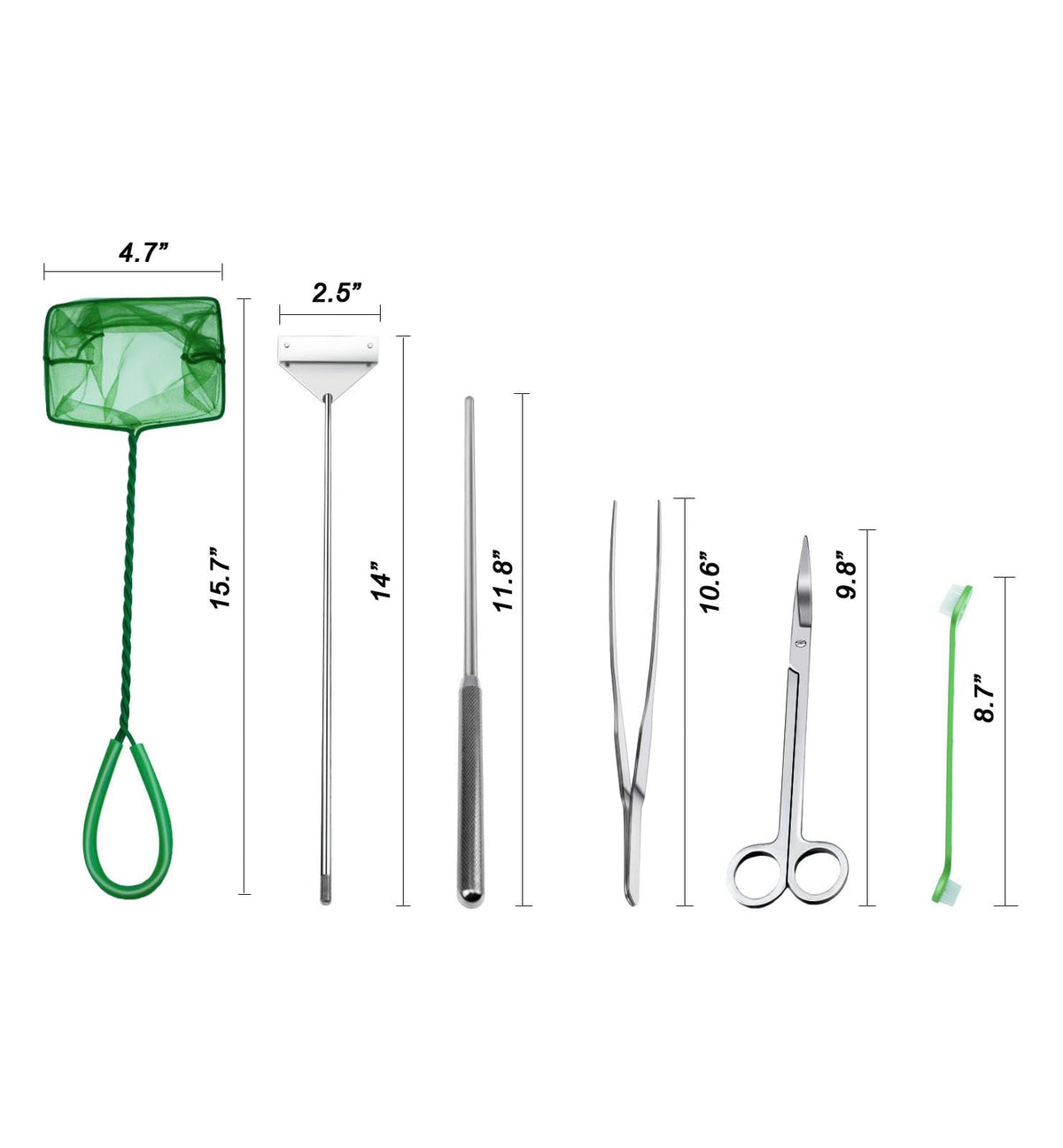 Fish Tank Cleaning Kit with Aquarium Siphon, Fish Net, and Algae Scraper T698389