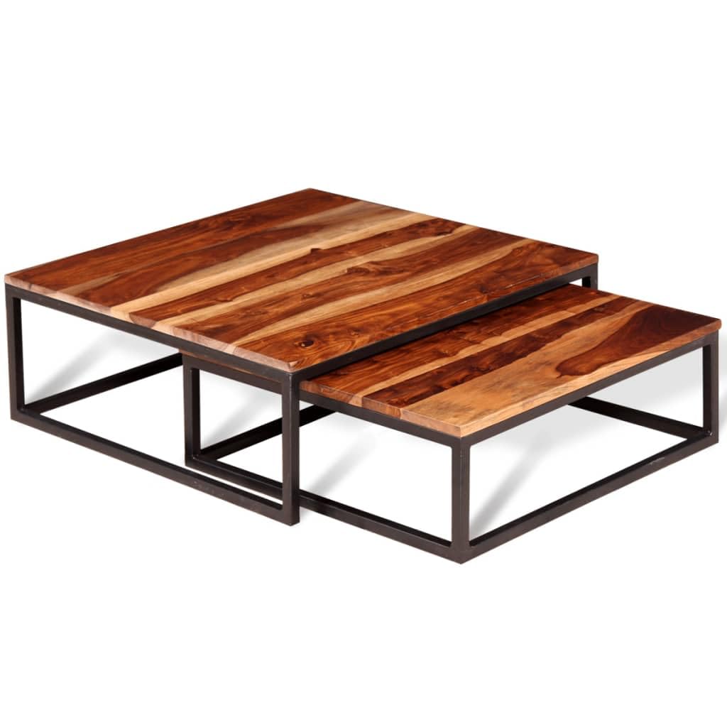 Two Piece Nesting Solid Sheesham Wood Coffee Table Set T584351