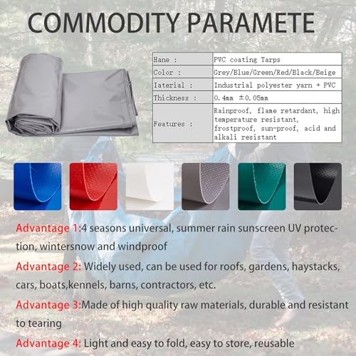 Waterproof Poly Tarp 5x15m with Grommets Grey R3124