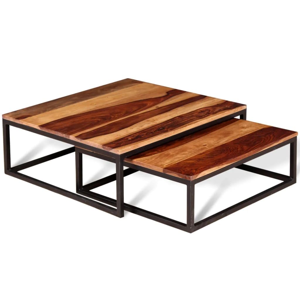 Two Piece Nesting Solid Sheesham Wood Coffee Table Set T584351