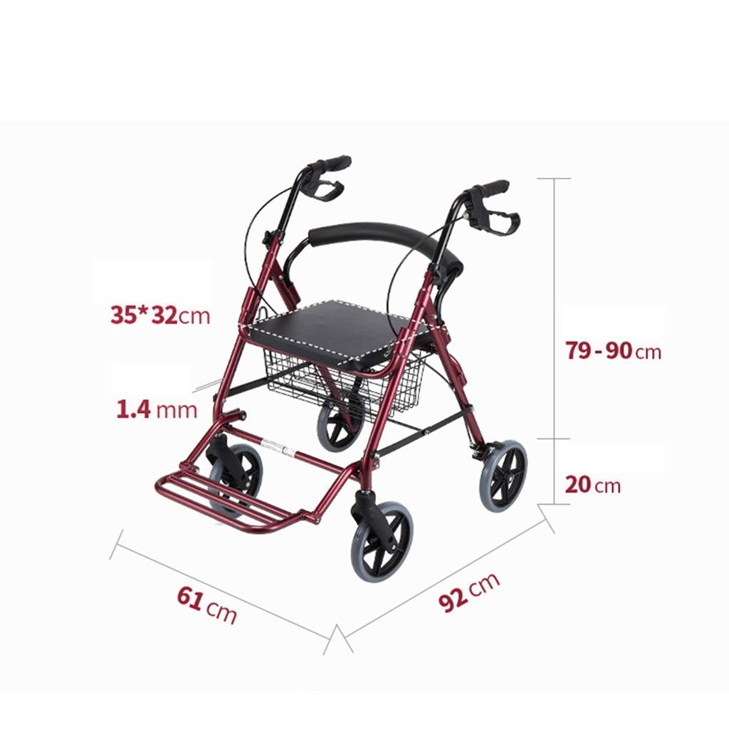 4 Wheeled Folding Rollator Walker with Padded Seat and Backrest G77152