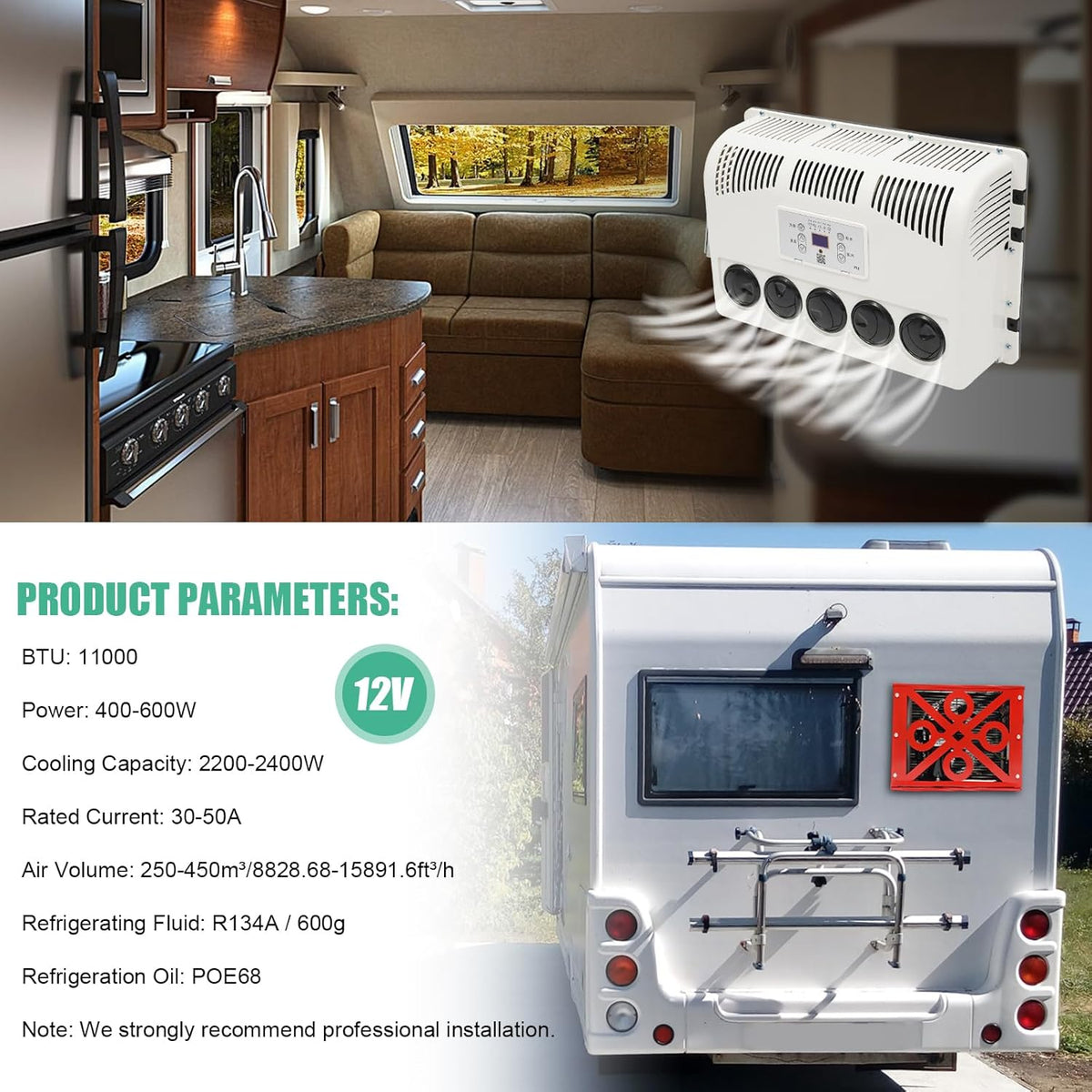12V 11000BTU Mini Split Air Conditioner R807