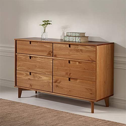 Caramel 6 Drawer Pine Wood Double Dresser X331