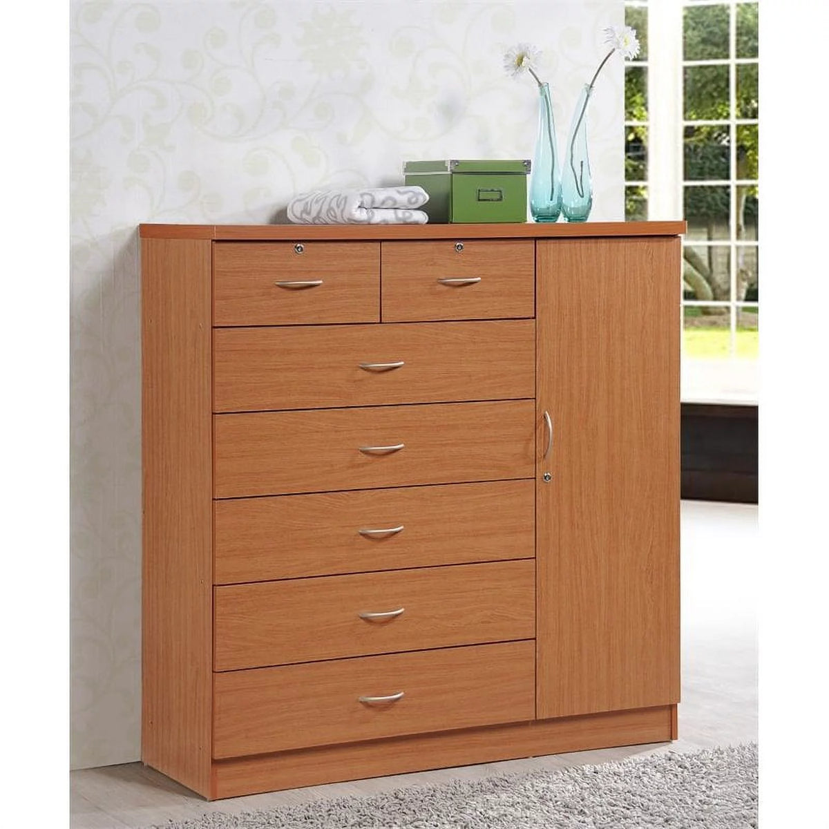 7 Drawer 1 Door Cherry Chest W30118