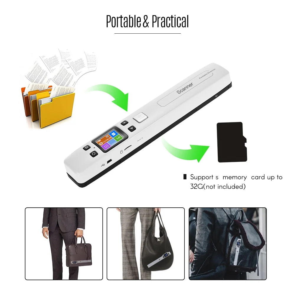 Portable Wand Document Scanner A4 Size 1050DPI LCD Display X497159