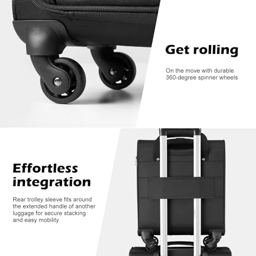 Underseat Carry On Luggage Softside Lightweight Spinner Suitcase S24633