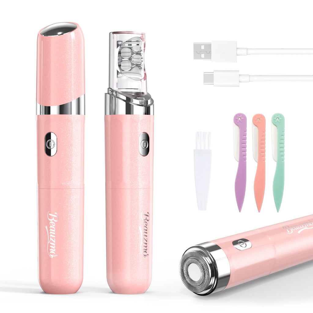 2-in-1 USB Rechargeable Electric Facial Hair Remover with LED Light V4577