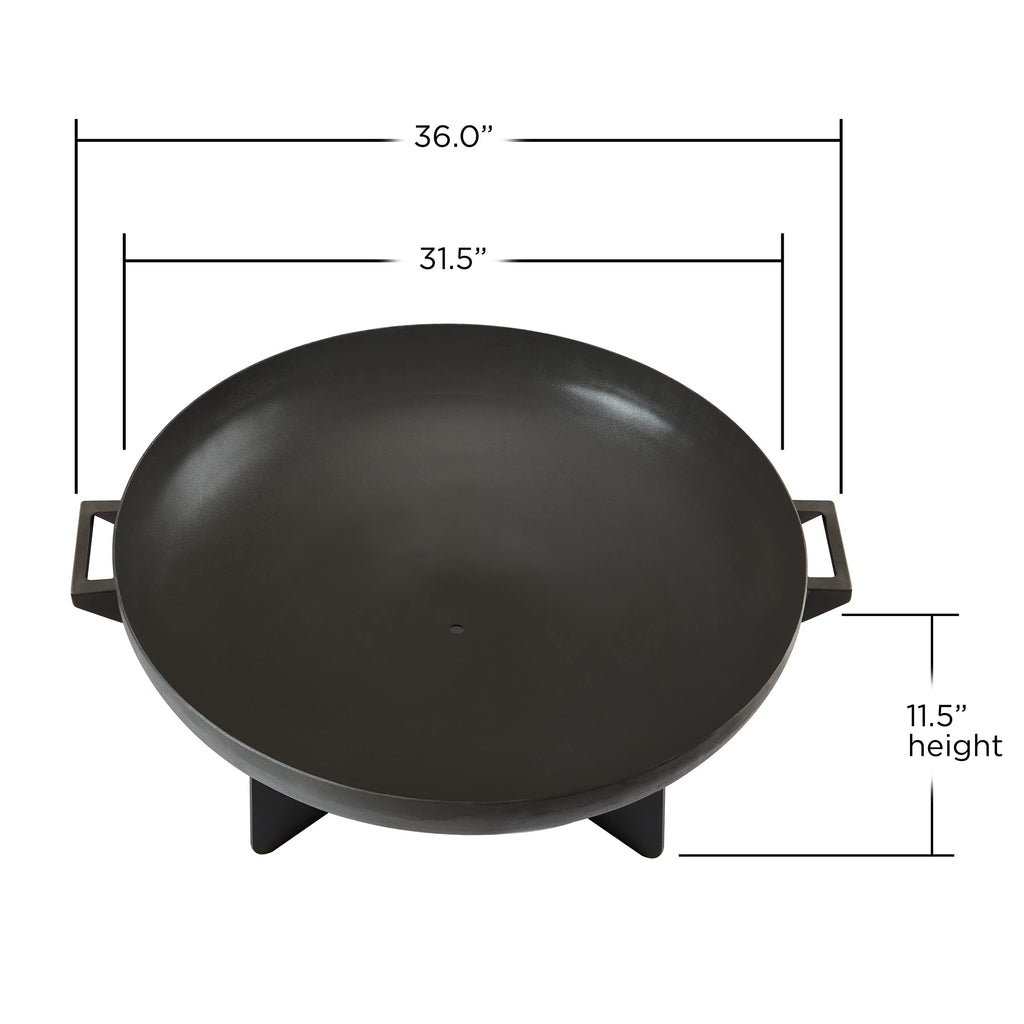 36” Round Wood Burning Steel Fire Pit with Spark Screen, Poker, Log Grate and Storage Cover J550