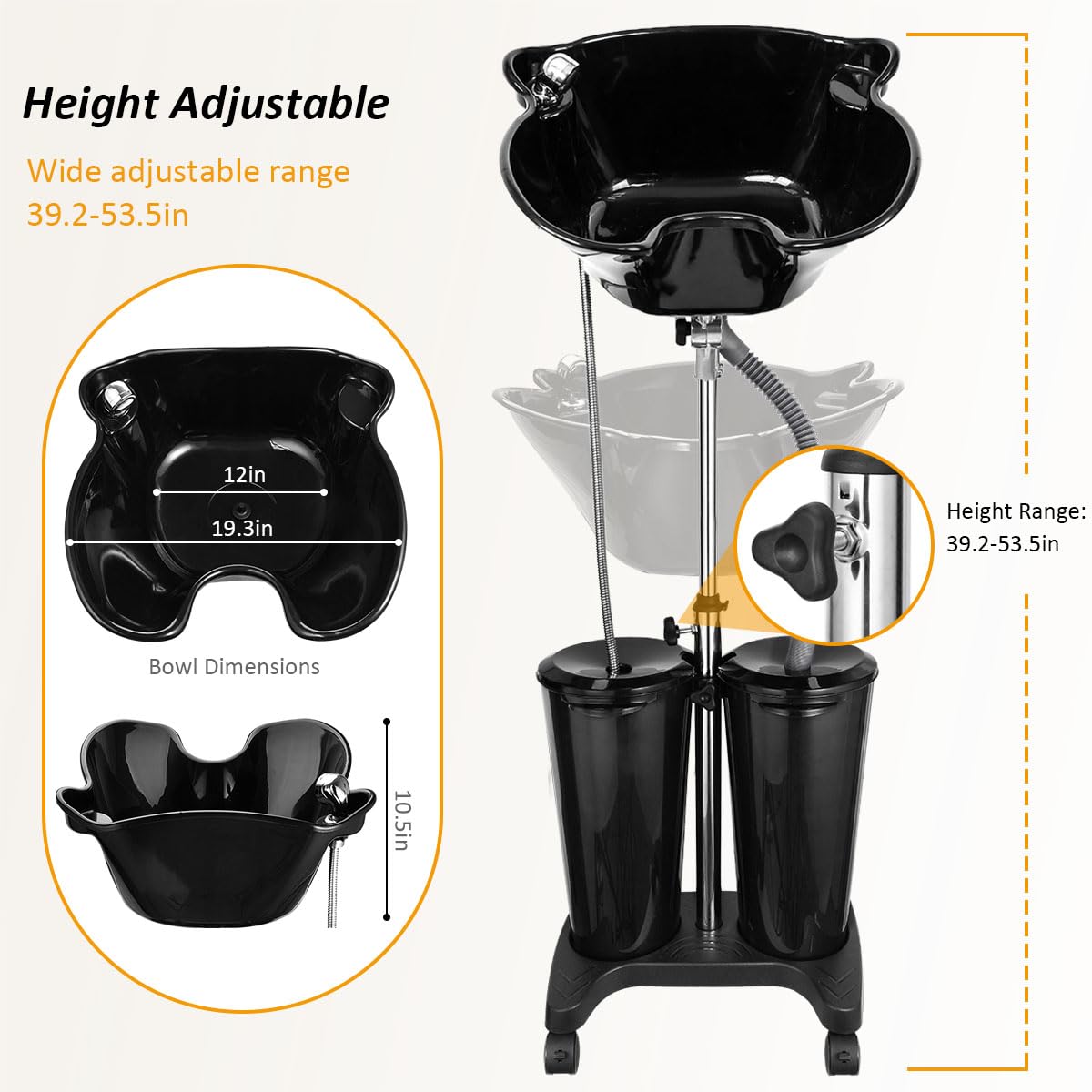 Portable Shampoo Bowl with Electric Pump A378