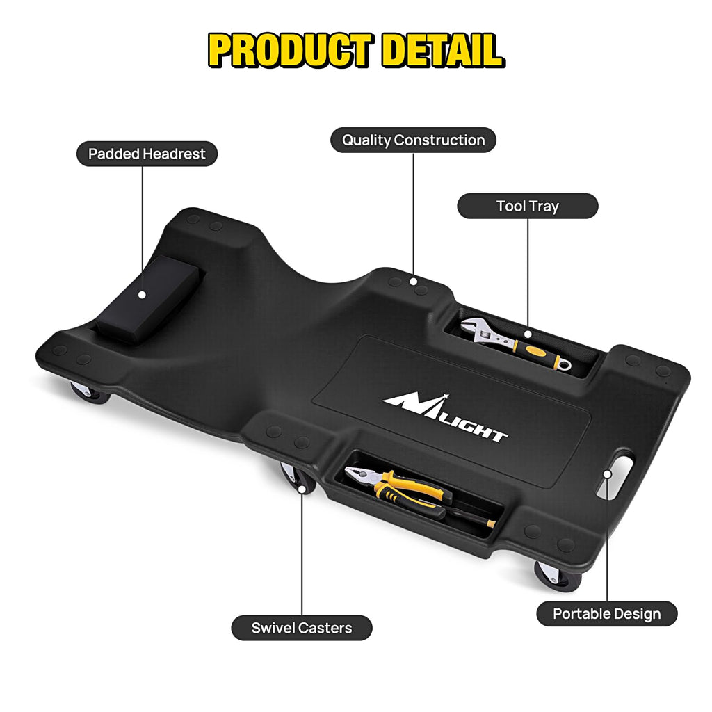 40" Mechanic Plastic Creeper with Padded Headrest F3728