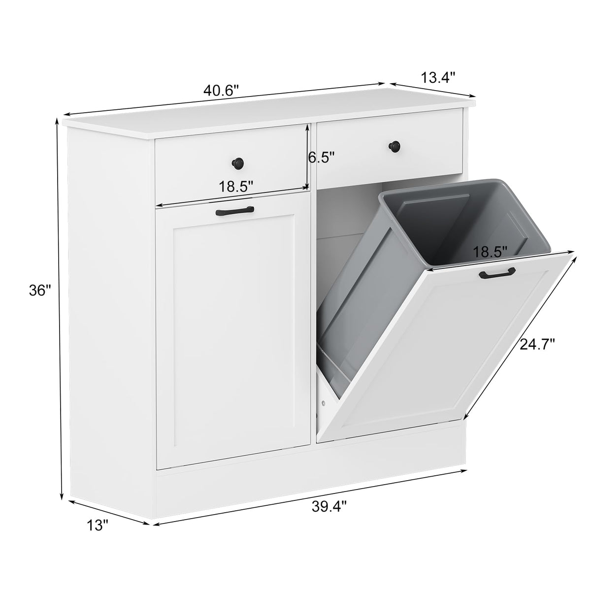 White 20-Gallon Wooden Tilt-Out Trash Can Cabinet G384822