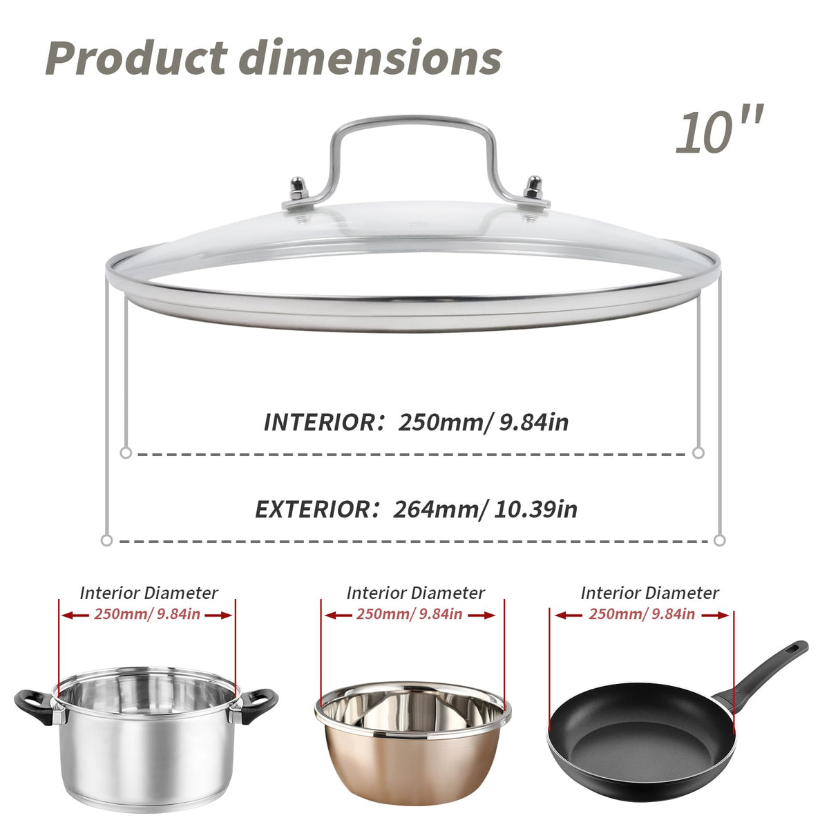 10" Tempered Glass Pan Lid with Steam Vent F683