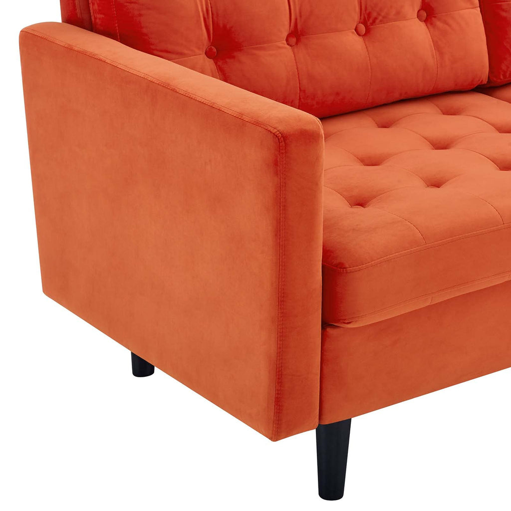 Orange Tufted Performance Velvet Sofa C2216