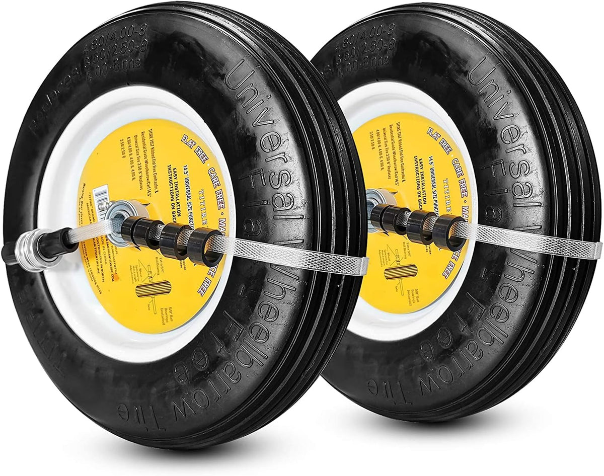 Flat Free Ribbed Wheelbarrow Cart Universal Wheels with Grease Fitting H725099