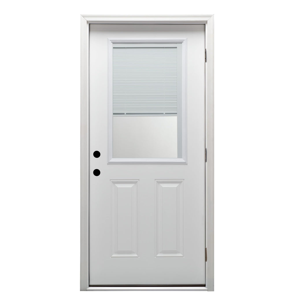 Primed Left Hand Outswing 1/2 Lite 2-Panel Clear Glass Steel Prehung Front Door 36" x 80" M170