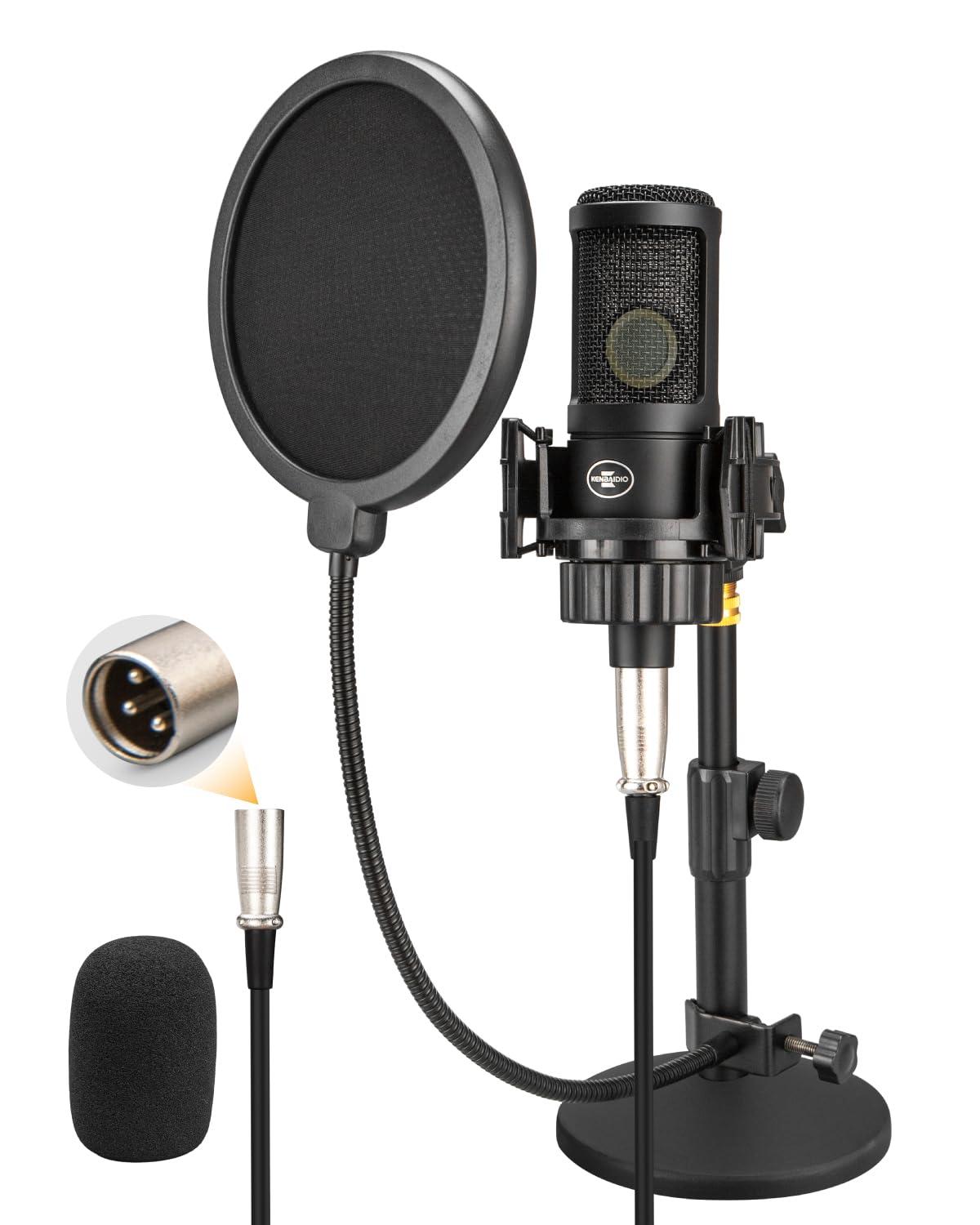 XLR Condenser Microphone with 26mm Large Diaphragm Cardioid Recording Studio Mic Kit C1067