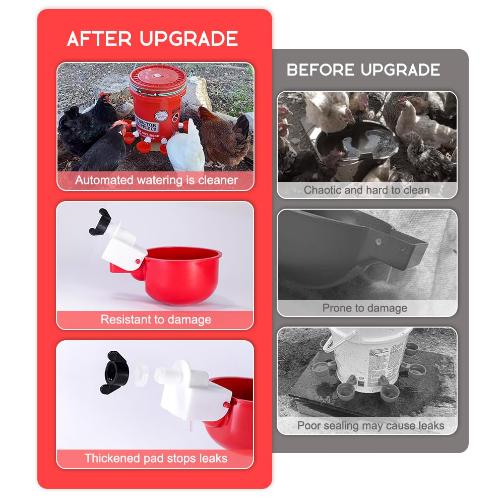 32 Pack Automatic Poultry Waterer Cups with Mounting Hole Opener N1046