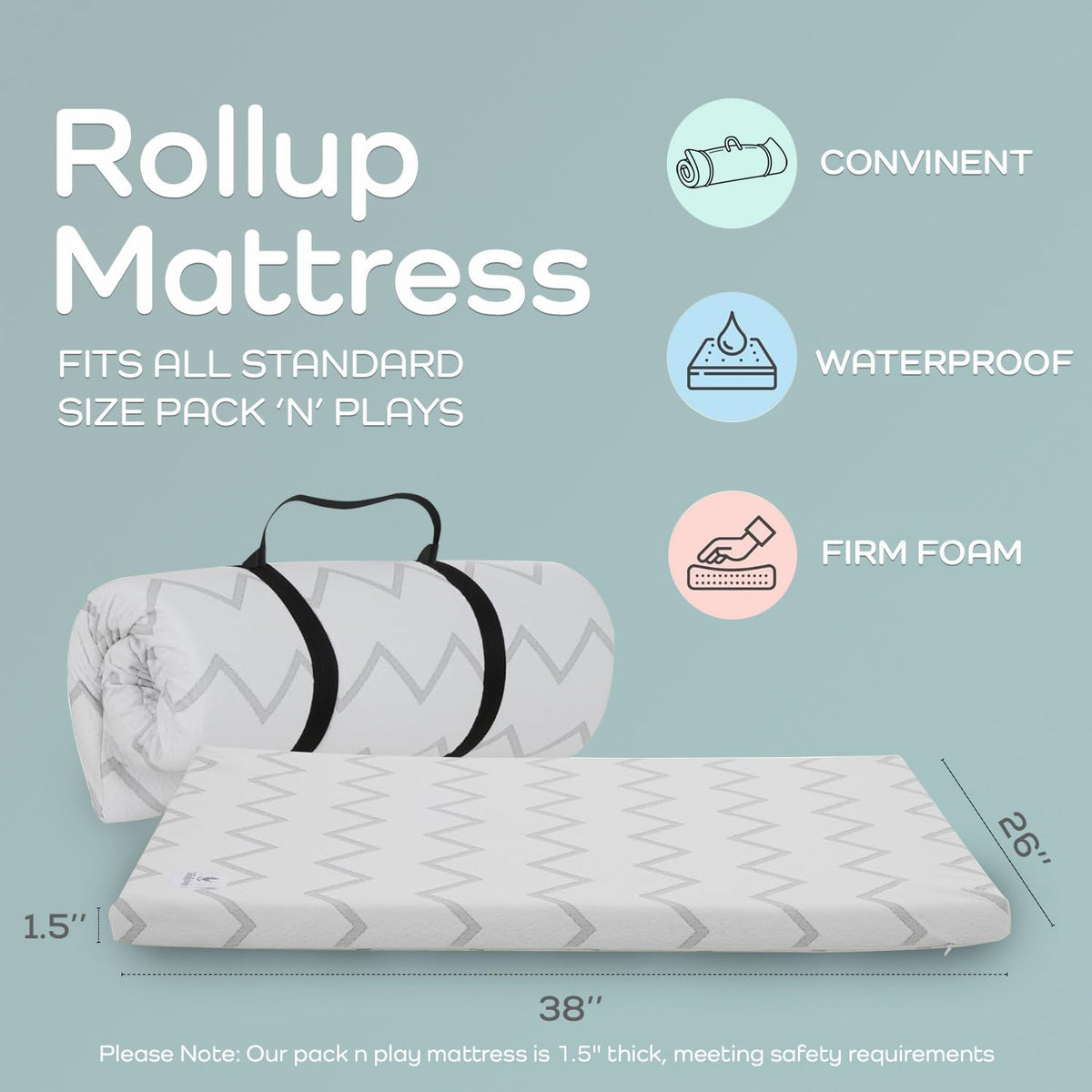 38" x 26" Waterproof Memory Foam Mattress Pad C25084