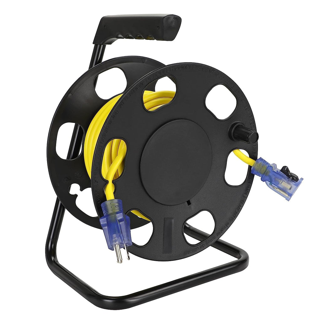 50ft Yellow Outdoor Extension Cord & Cord Storage Reel J78114