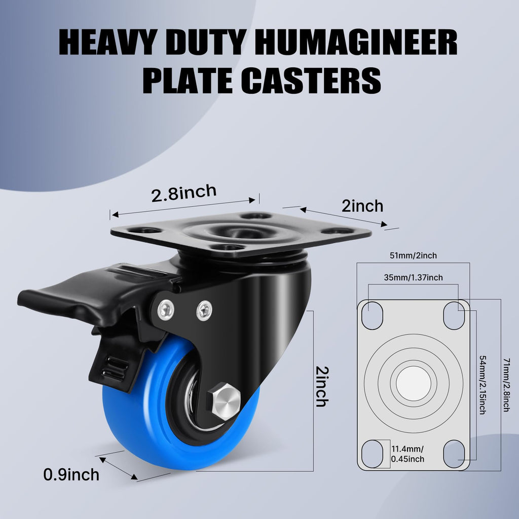 2 Inch Locking Swivel Caster Wheels Set of 8 K622