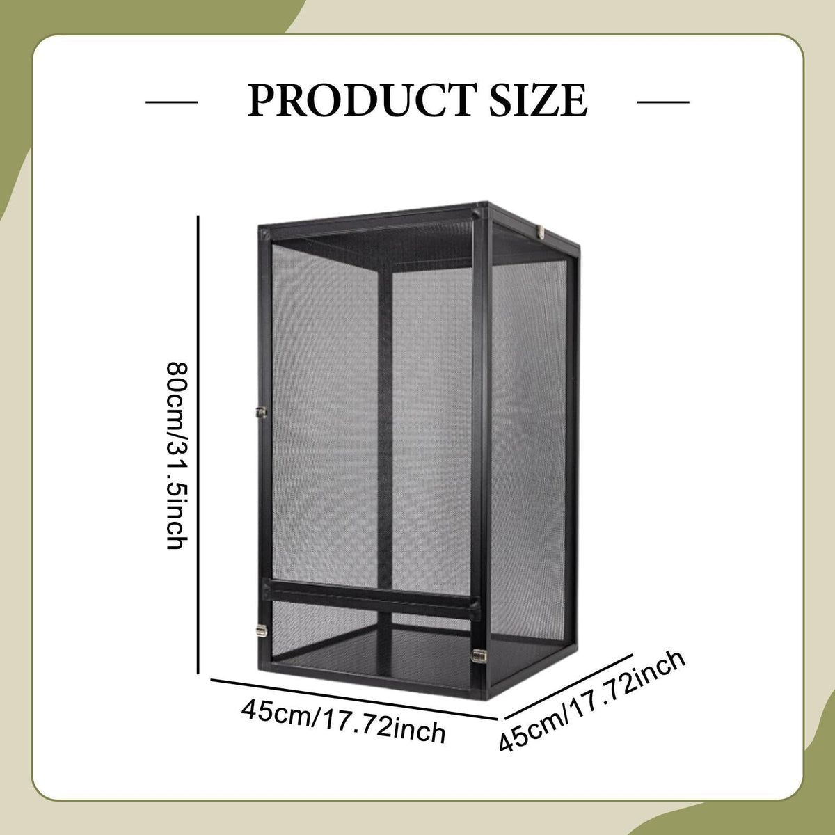 Aluminum Reptile Terrarium with Screen 45x45x80cm S269