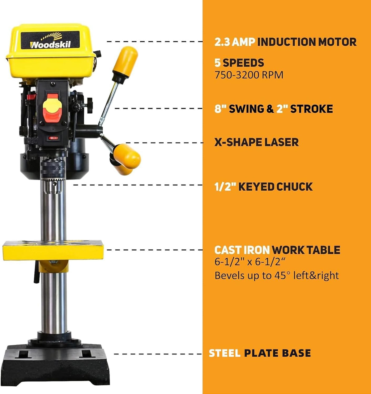 8-Inch 5-Speed Benchtop Drill Press B5780