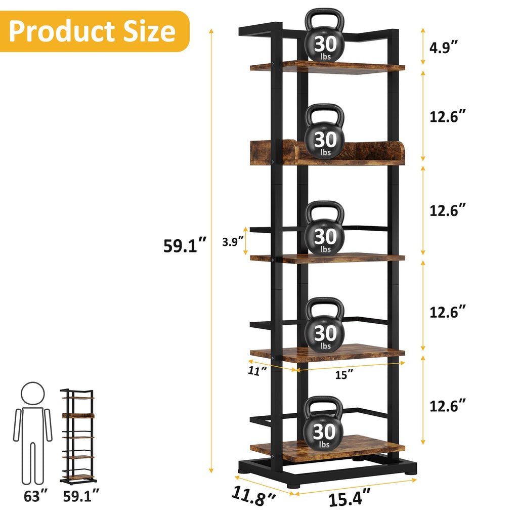 5 Tier Wood Bookcase with Metal Edge Protection X971