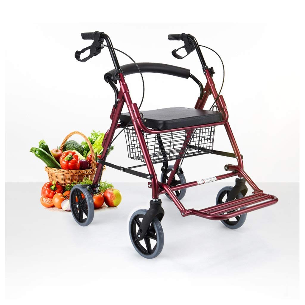 4 Wheeled Folding Rollator Walker with Padded Seat and Backrest G77152