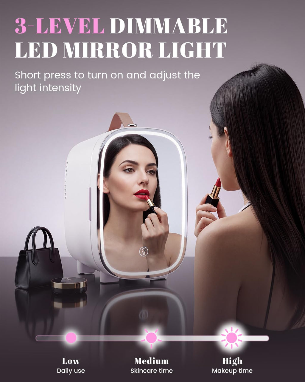 4 Liter 6 Can Portable Mini Fridge with LED Mirror V20050