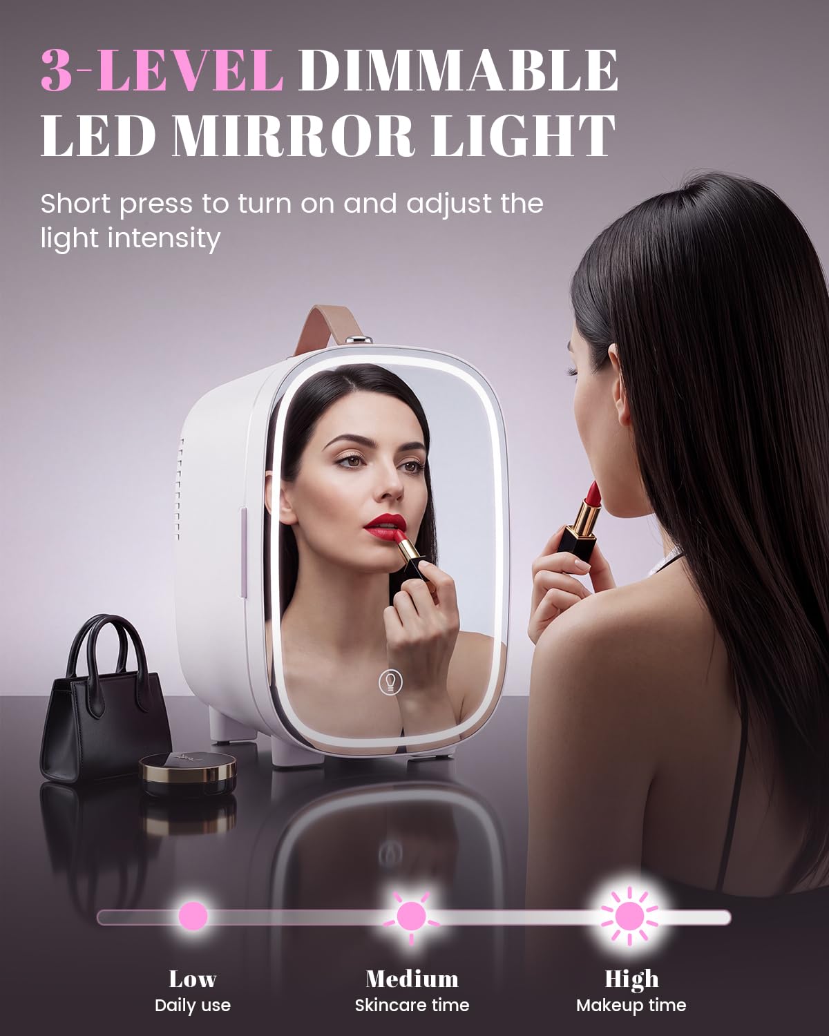 4 Liter 6 Can Portable Mini Fridge with LED Mirror V20050