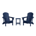 Navy Blue 3-Pieces Adirondack Chairs Set with Side Table X4142