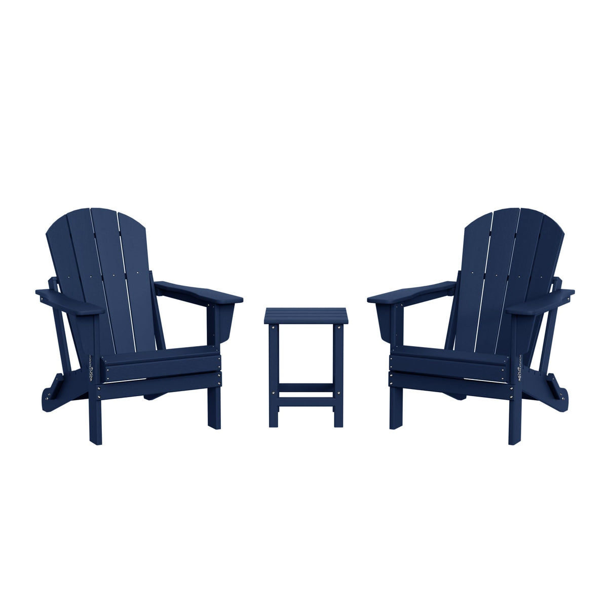 Navy Blue 3-Pieces Adirondack Chairs Set with Side Table X4142