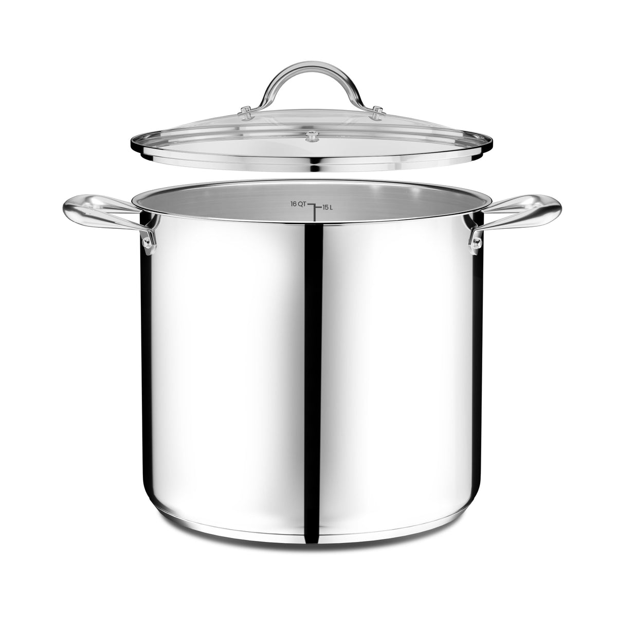 16 Quart Stainless Steel Stockpot with Tempered Glass Lid E73830
