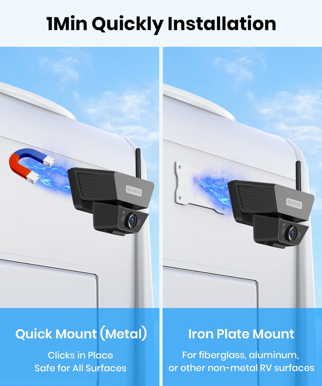 Wireless Backup Camera Solar Magnetic 7.2" 1080P Monitor B761175