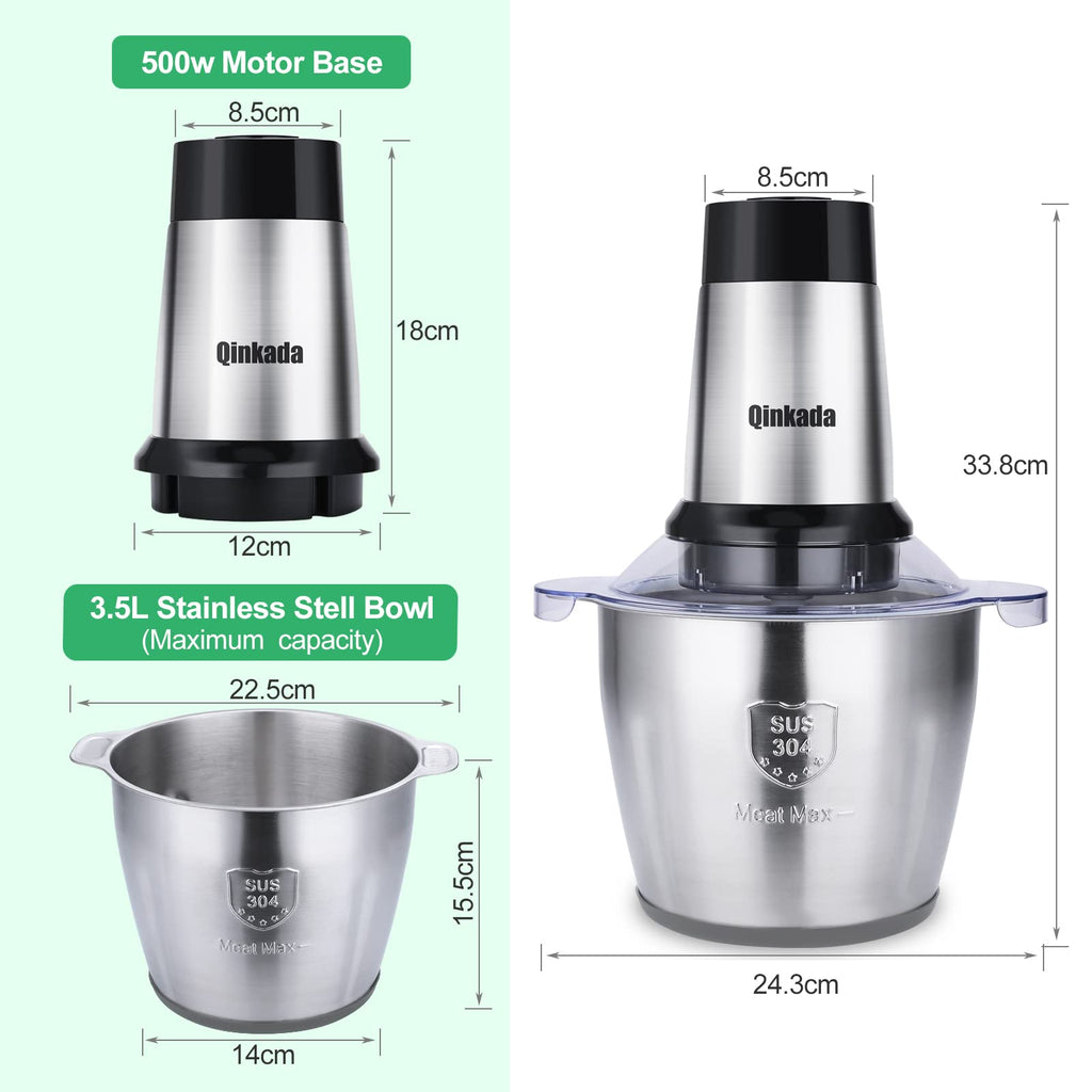 Food Processor 500W Meat Grinder 14Cup Stainless Steel Bowl J524