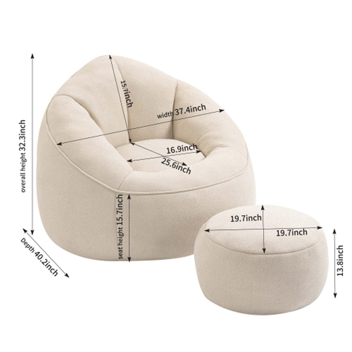Memory Foam Bean Bag Chair with Footrest Y19664