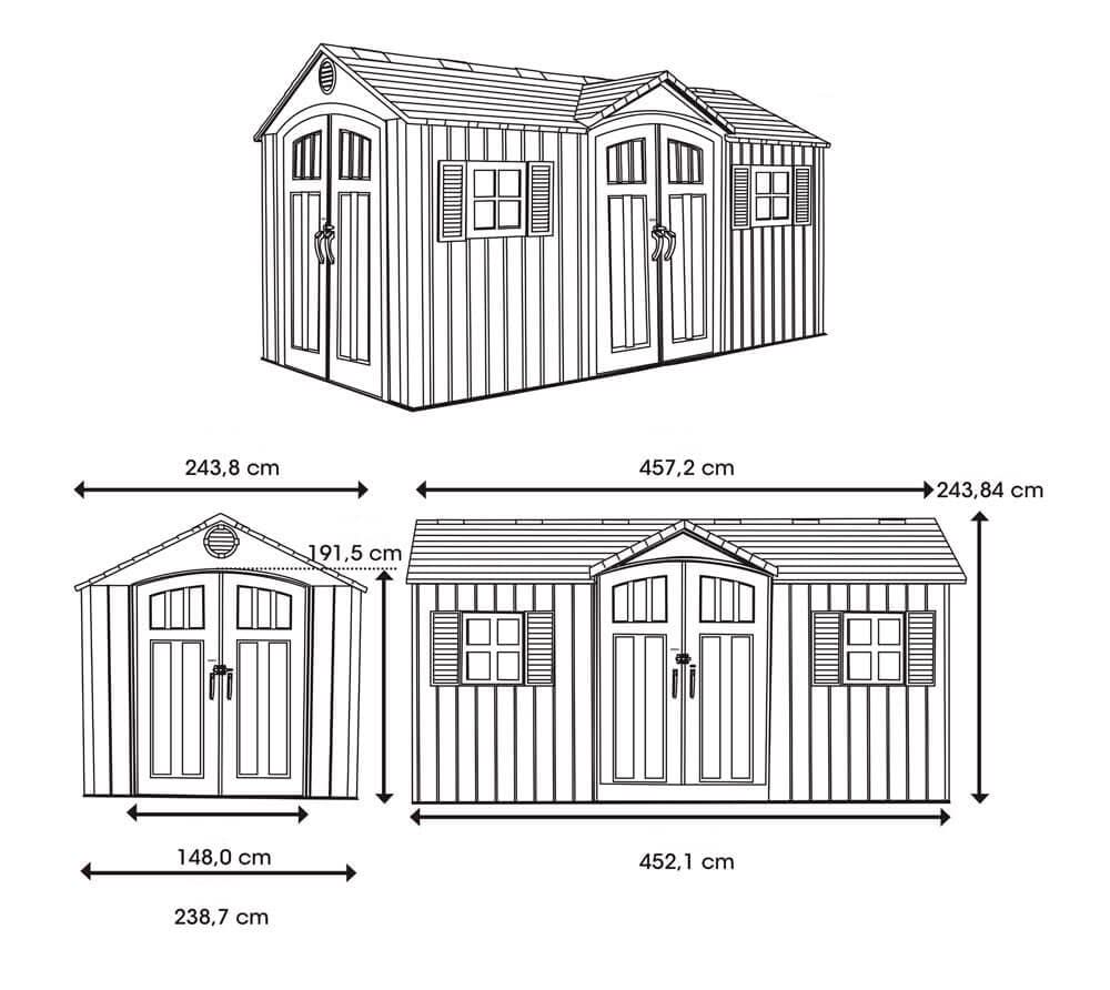 15 ft x 8 ft Gray Resin Outdoor Storage Shed M217