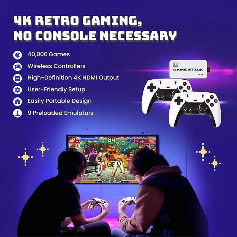 4K Wireless Retro Game Stick with 40000 Games and 26 Emulators K651
